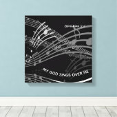 Mein Gott singt über mich Zephaniah 3:17 Schwarze Leinwanddruck (Insitu (Holzboden))