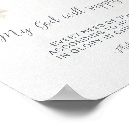 Mein Gott wird liefern, Bibelverse Poster (Ecke)