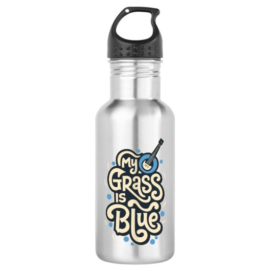 Mein Gras ist Blue Bluegrass Folk Music Edelstahlflasche (Vorderseite)