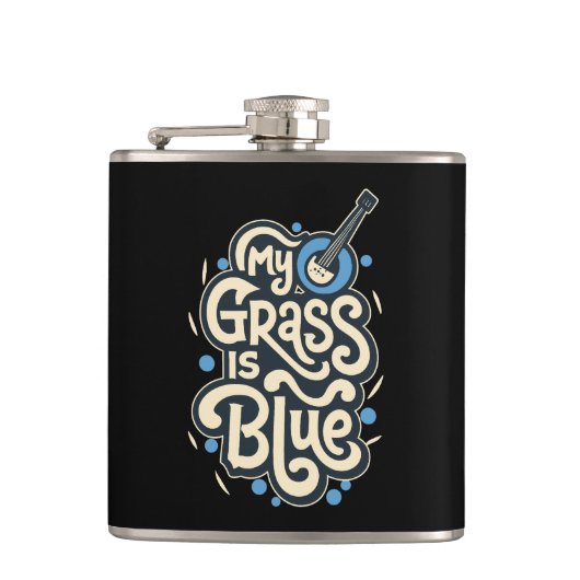 Mein Gras ist Blue Bluegrass Folk Music Flachmann (Vorderseite)