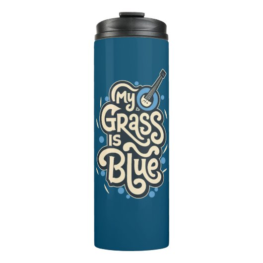 Mein Gras ist Blue Bluegrass Folk Music Thermosbecher (Vorderseite)