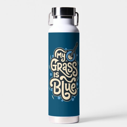 Mein Gras ist Blue Bluegrass Folk Music Trinkflasche (Vorne)