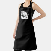Mein Grill meine Regeln Funny GRILLEN Logo Schwarz Schürze (InSitu)
