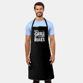 Mein Grill meine Regeln Funny GRILLEN Logo Schwarz Schürze (Getragen)