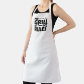 Mein Grill Meine Regeln Witzige GRILLEN Logo weiß Schürze (InSitu)
