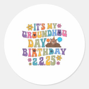 Mein Groundhog Day Geburtstagsparty Hut Lustig Ret Runder Aufkleber