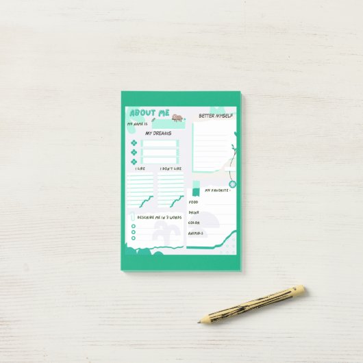 Mein Grün Post-it Klebezettel (Auf Schreibtisch)