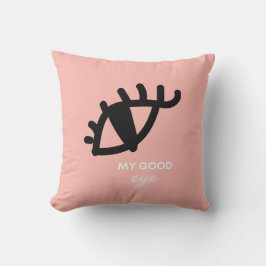 Mein gutes Auge rosa/schwarzes Kissen