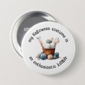 Mein Halloween-Kostüm ist ein begeisterter Knitter Button (Vorne & Hinten)