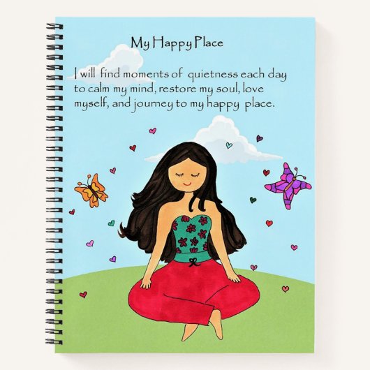 Mein Happy Place Spiral Notebook Notizblock (Vorderseite)