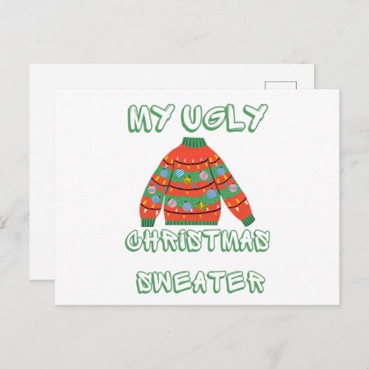 Mein hässlicher Weihnachtspulli Postkarte (Vorne/Hinten)