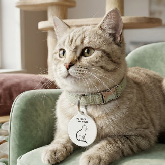 Mein Haus, meine Regeln Lustiger Katzen-Pet-Tag pe Haustiermarke