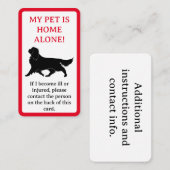 Mein Haustier, Hund ist allein Zuhause Telefonnummerkarte (Vorne/Hinten)