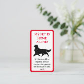 Mein Haustier, Hund ist allein Zuhause Telefonnummerkarte (Stehend Vorderseite)