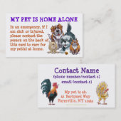Mein Haustier ist bei Zuhause allein auf Notfall-K Visitenkarte (Vorne/Hinten)
