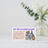 Mein Haustier ist bei Zuhause allein auf Notfall-K Visitenkarte (Stehend Vorderseite)