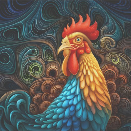 Mein Haustier Rooster lächelt Vinyl nie Aufkleber (Vorderseite)