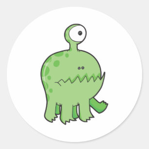mein Haustier-Zyklop-Monster grün Runder Aufkleber