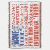 Mein Held Admirable Qualitäten Typografie USA Flag Decke (Vorderseite Vertikal)