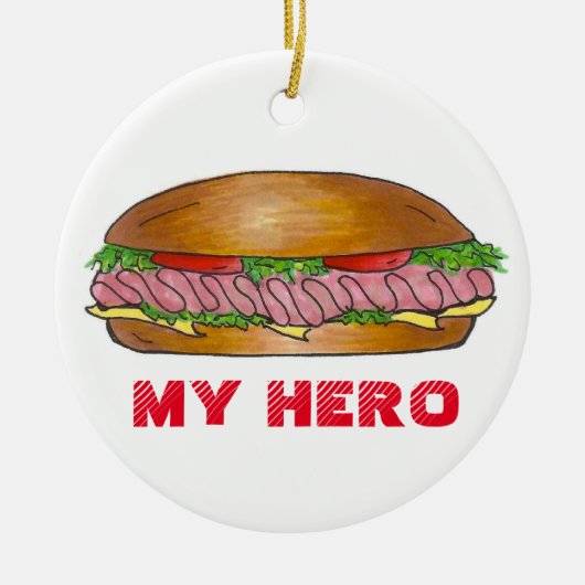 Mein Held Funny Feinschmecker U-Boot Sandwich Hoag Keramik Ornament (Vorne)