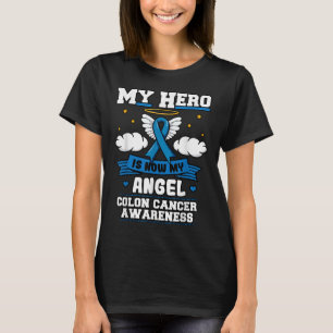 Mein Held ist jetzt mein Angel Colon Krebs Blauer T-Shirt