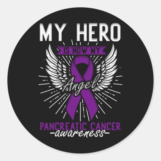 Mein Held ist jetzt mein Engel - Bauchspeicheldrüs Runder Aufkleber (Vorderseite)