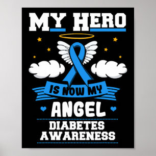Mein Held ist jetzt mein Engel Diabetes Blue Diabe Poster