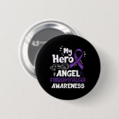 Mein Held ist jetzt mein Engel Fibromyalgie Bewuss Button (Vorne & Hinten)