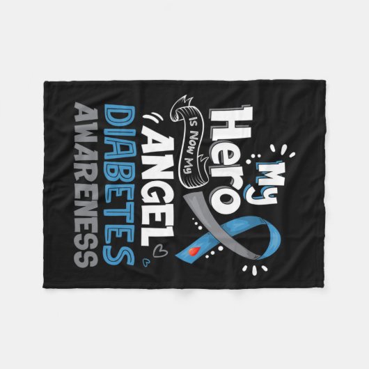 Mein Held ist jetzt mein Engel T1d Diabetes Awaren Fleecedecke (Vorderseite (Horizontal))
