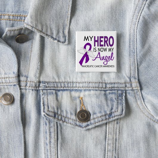 Mein Held ist mein Engels-Bauchspeicheldrüsenkrebs Button (Beispiel)