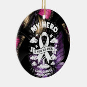 Mein Held, jetzt ein Angel Lungenkrebs-Bewusstsein Keramik Ornament (Rechts)