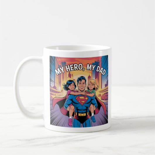 Mein Held - Superdad Comic Style Art Kaffeetasse (Links)