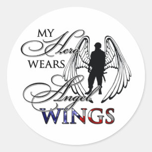 Mein Held trägt Angel Wings Runder Aufkleber