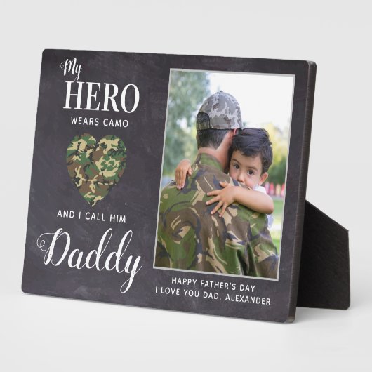 Mein Held trägt Camouflage Militärischer Vater Per Fotoplatte (Seite)
