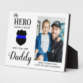 Mein Held trägt ein Abzeichen Daddy Vathers Day Fo Fotoplatte (Seite)