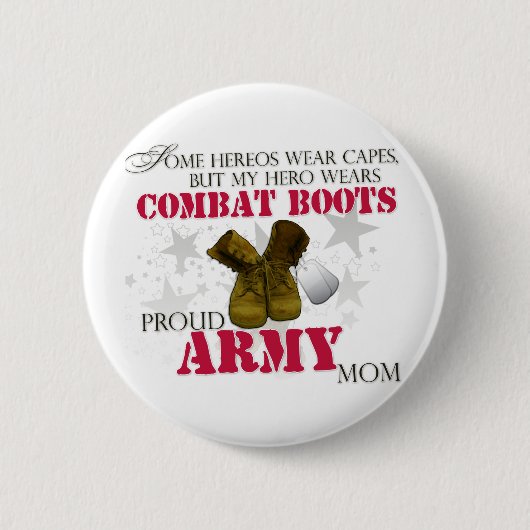 Mein Held trägt Kampfstiefel - Mama der Armee Button (Vorderseite)