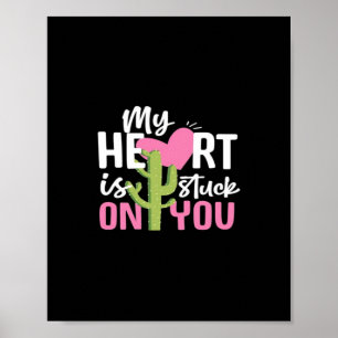 Mein Herz bleibt an dir Cactus Herzliches Design Poster