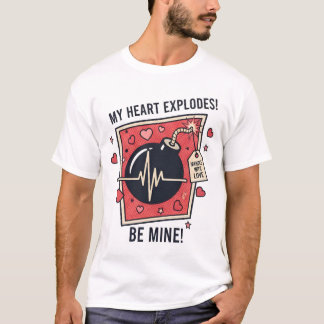 "Mein Herz explodiert" Vintage-Bomben-Illustration T-Shirt