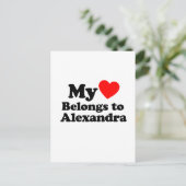 Mein Herz gehört Alexandra Postkarte (Stehend Vorderseite)