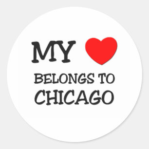 Mein Herz gehört CHICAGO Runder Aufkleber