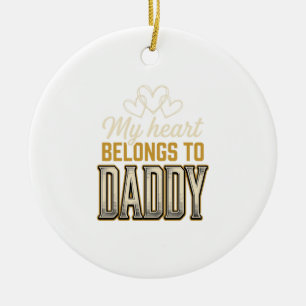 Mein Herz gehört Daddy Vintage-Typografie-Shirt Keramik Ornament