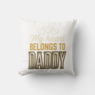 Mein Herz gehört Daddy Vintage-Typografie-Shirt Kissen