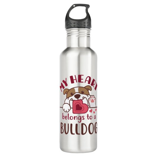 Mein Herz gehört einem Bulldog Edelstahlflasche (Vorderseite)