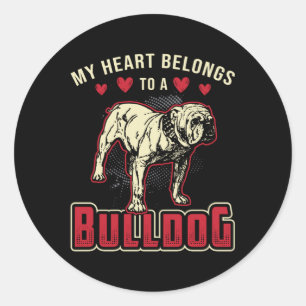 Mein Herz gehört einem Bulldoggen-Hund Vintage Lus Runder Aufkleber