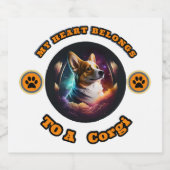 Mein Herz gehört einem Corgi Schaumweinetikett (Einzelnes Label)