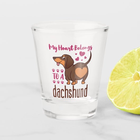 Mein Herz gehört einer Dackel Schnapsglas (Vorderseite)