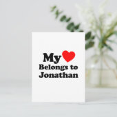 Mein Herz gehört Jonathan Postkarte (Stehend Vorderseite)