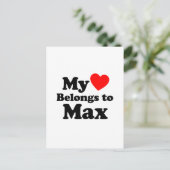 Mein Herz gehört Max Postkarte (Stehend Vorderseite)