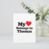 Mein Herz gehört Thomas Postkarte (Stehend Vorderseite)