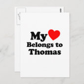Mein Herz gehört Thomas Postkarte (Vorne/Hinten)
